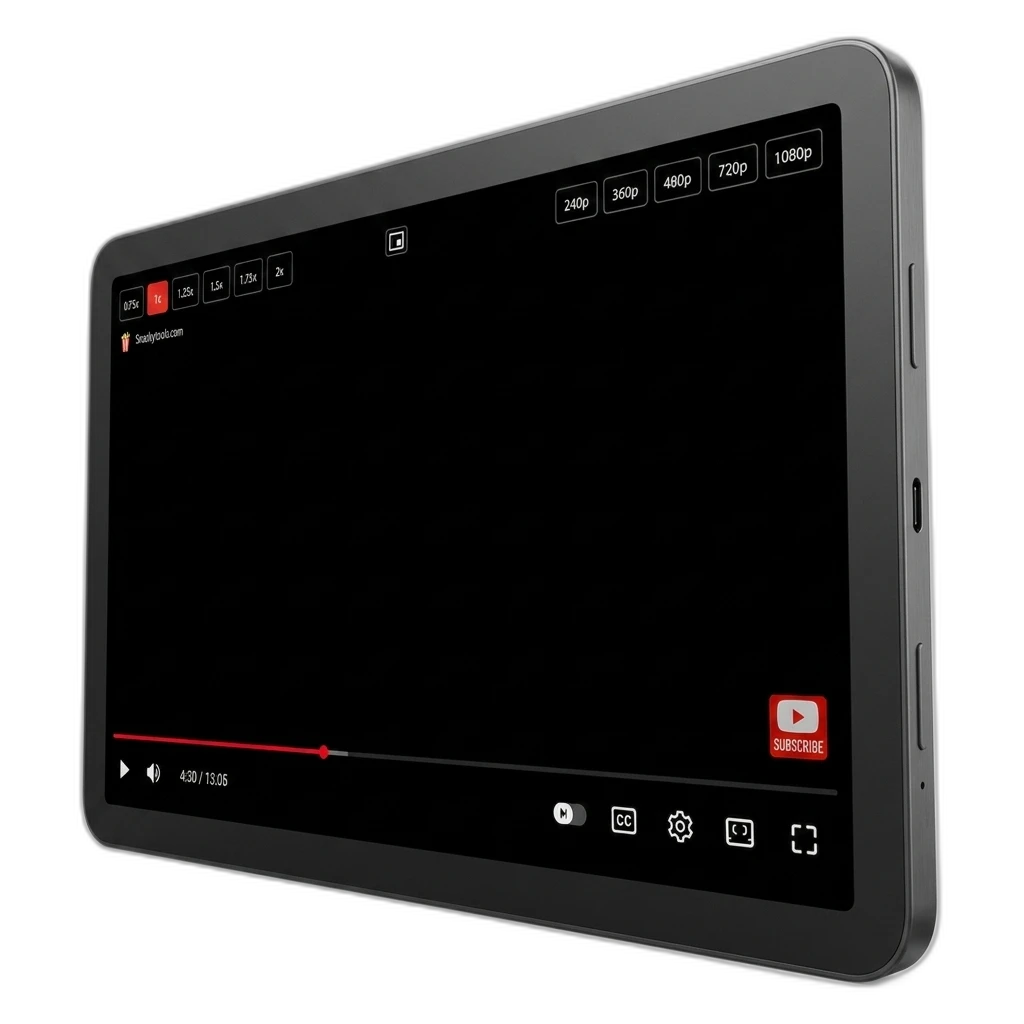 YouTube Speed Control — hover overlay with speed and quality buttons