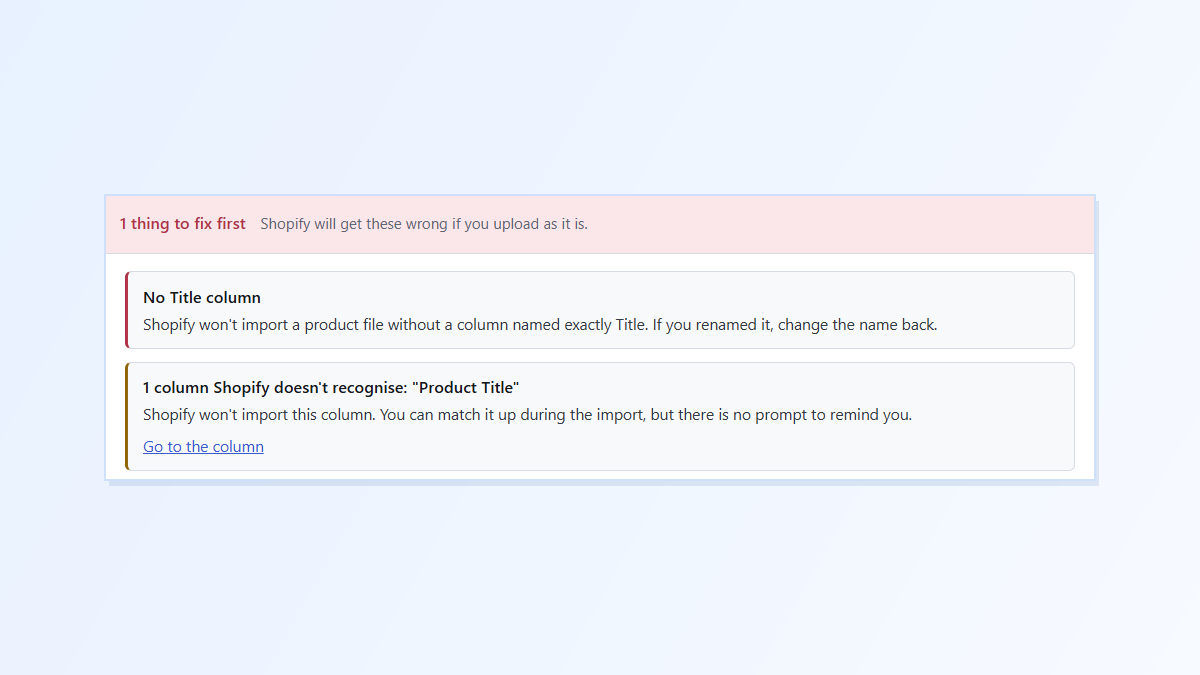 Shopify CSV Import Error “Invalid CSV Header: Missing Headers: Title”: What It Means and How to Fix It